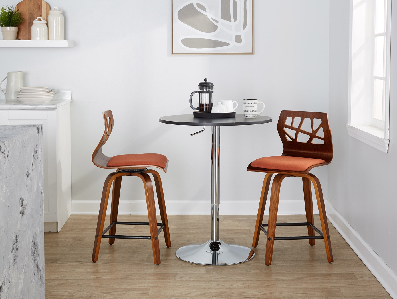 Watsonia II Orange Swivel Counter Height Stool, Set of 2 - Thumbnail - Image 2