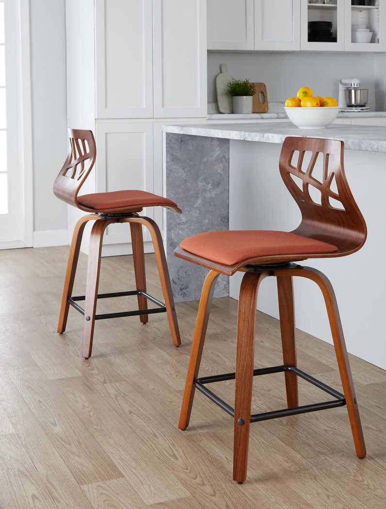 Watsonia II Orange Swivel Counter Height Stool, Set of 2 - Thumbnail - Image 4