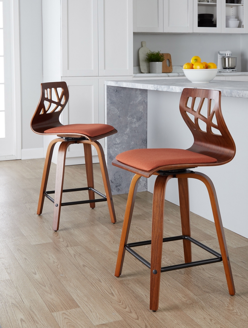 Watsonia II Orange Swivel Counter Height Stool, Set of 2 - Thumbnail - Image 5