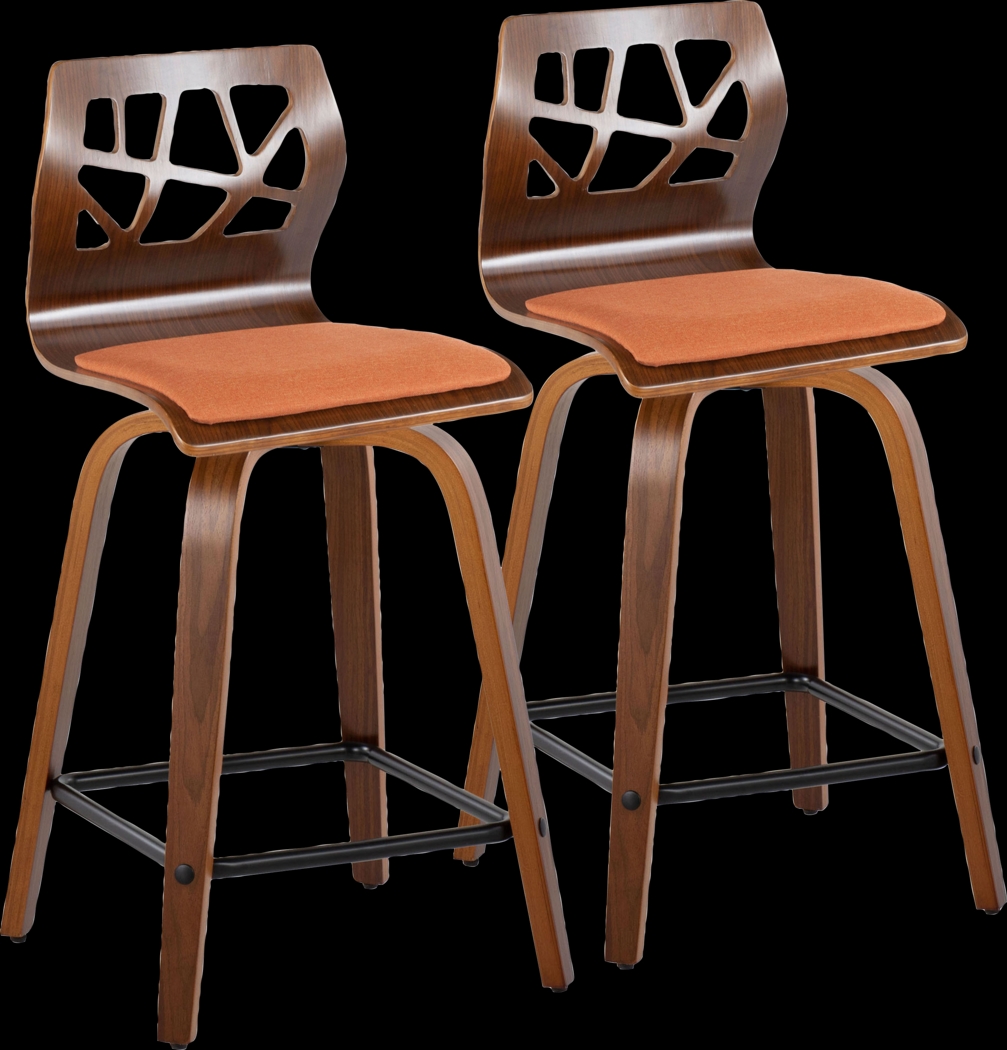 Watsonia II Orange Swivel Counter Height Stool, Set of 2 - Thumbnail - Image 1
