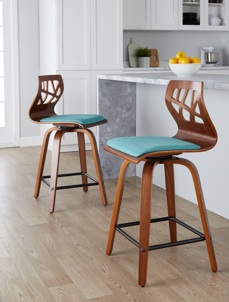 Watsonia II Teal Swivel Counter Height Stool, Set of 2 - Thumbnail - Image 5