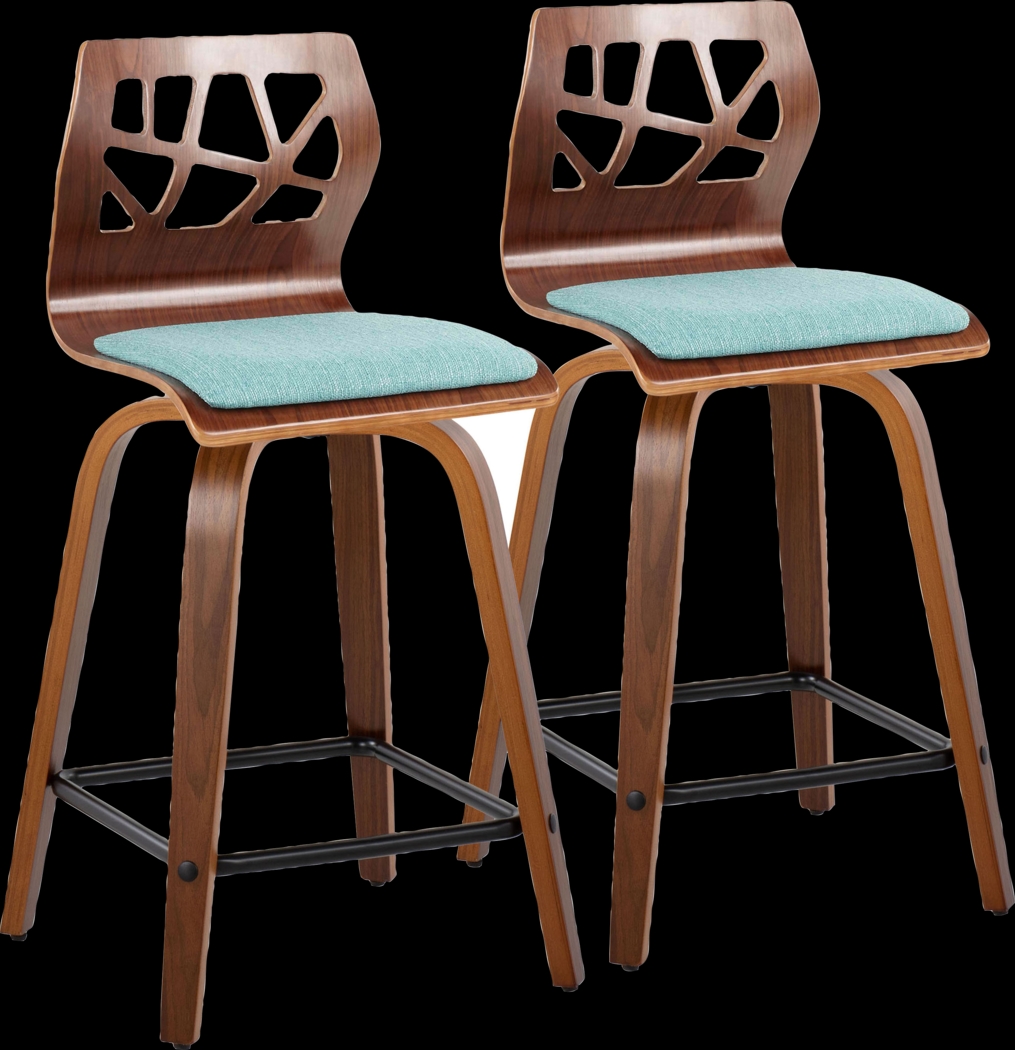 Watsonia II Teal Swivel Counter Height Stool, Set of 2 - Thumbnail - Image 1