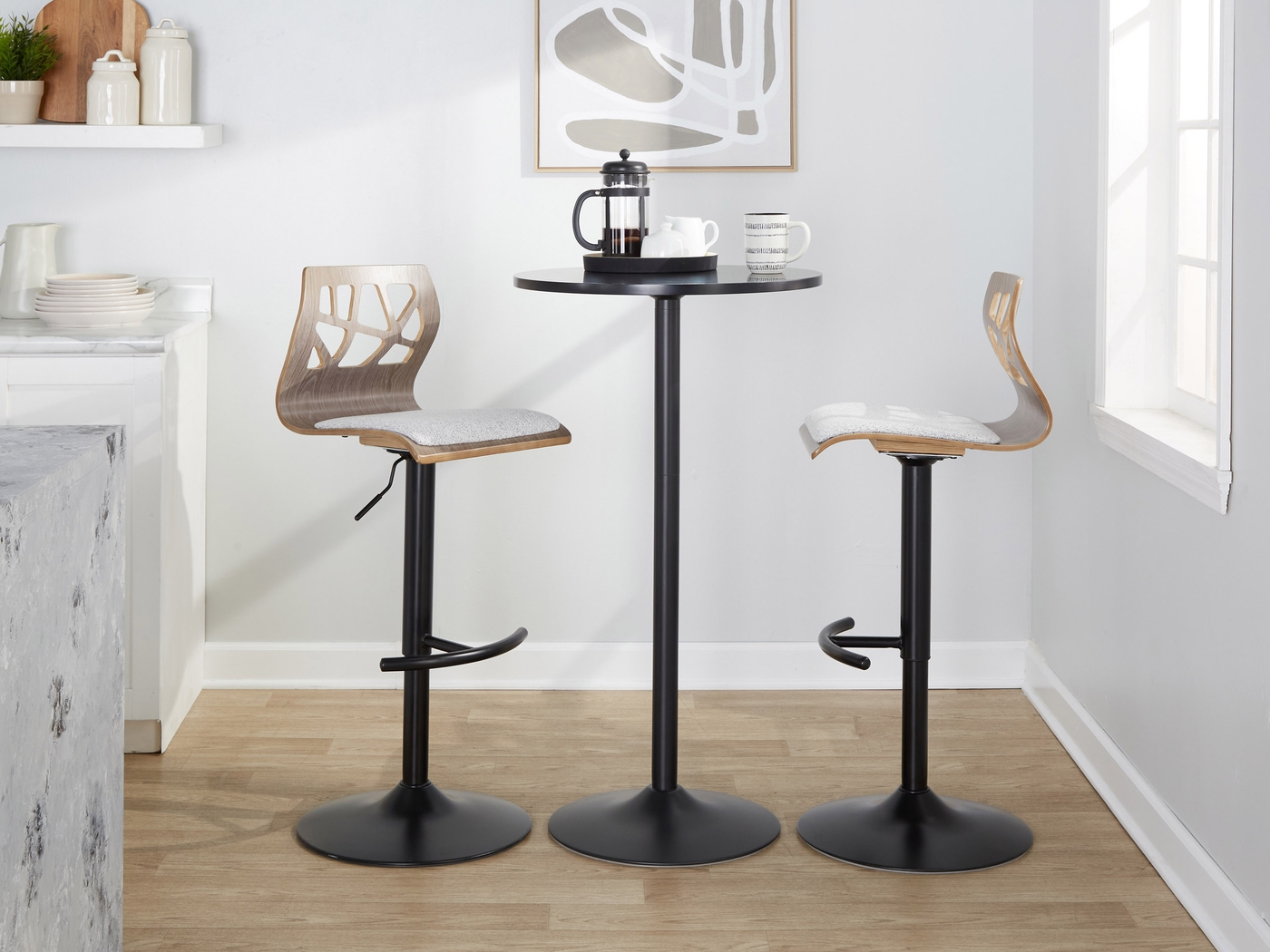 Watsonia III Gray Adjustable Barstool, Set of 2 - Thumbnail - Image 3