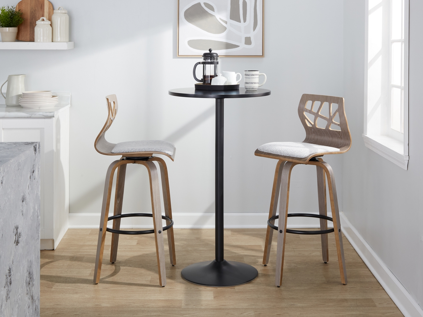 Watsonia III Light Gray Swivel Barstool, Set of 2 - Thumbnail - Image 9