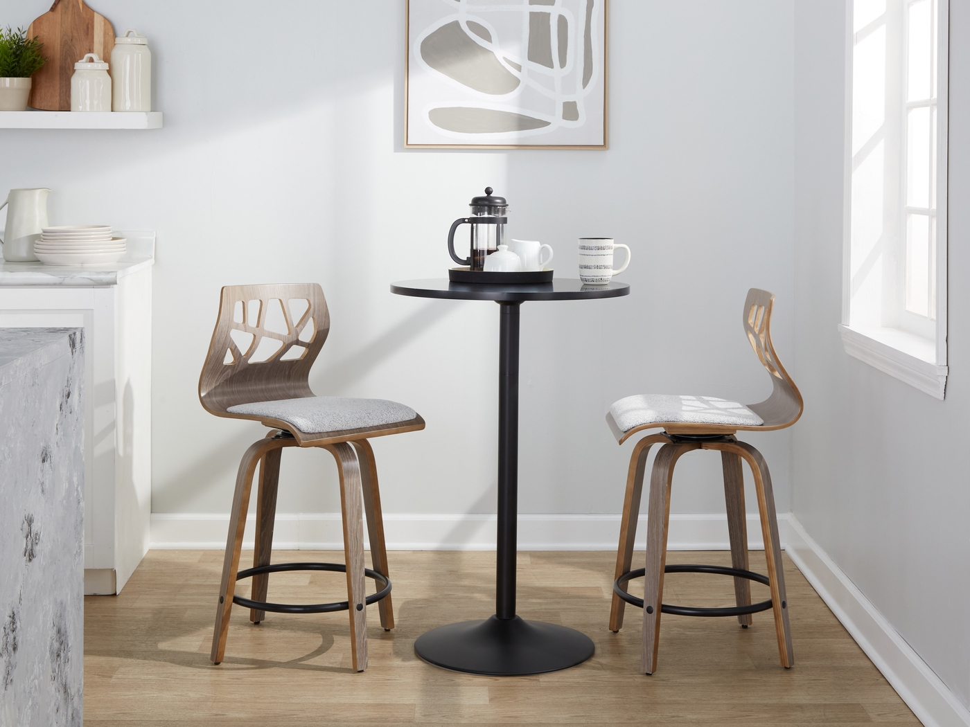 Watsonia III Light Gray Swivel Counter Height Stool, Set of 2 - Thumbnail - Image 2