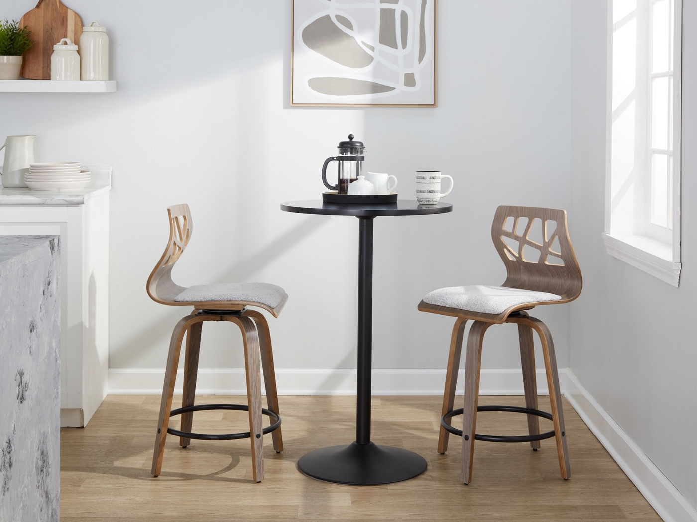 Watsonia III Light Gray Swivel Counter Height Stool, Set of 2 - Thumbnail - Image 9