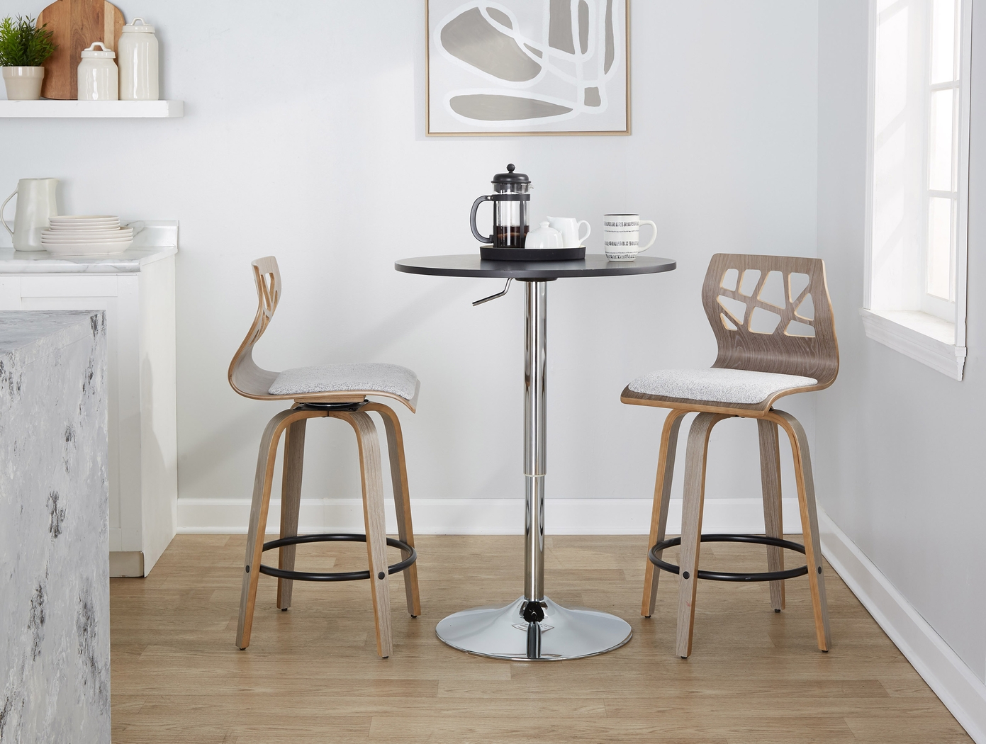 Watsonia III Light Gray Swivel Counter Height Stool, Set of 2 - Thumbnail - Image 2