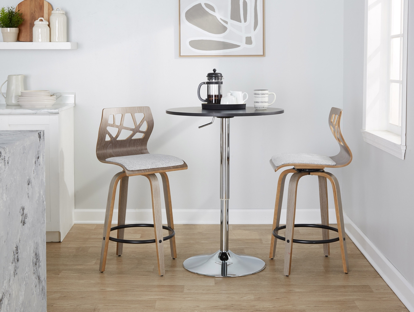 Watsonia III Light Gray Swivel Counter Height Stool, Set of 2 - Thumbnail - Image 3