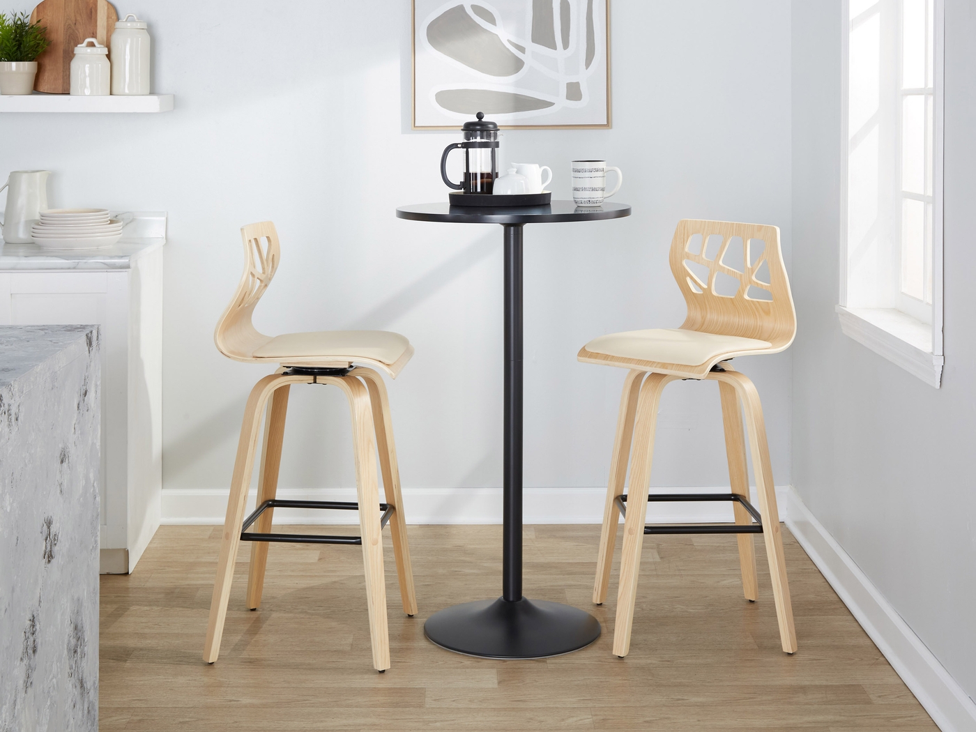 Watsonia III Natural Swivel Barstool, Set of 2 - Thumbnail - Image 2