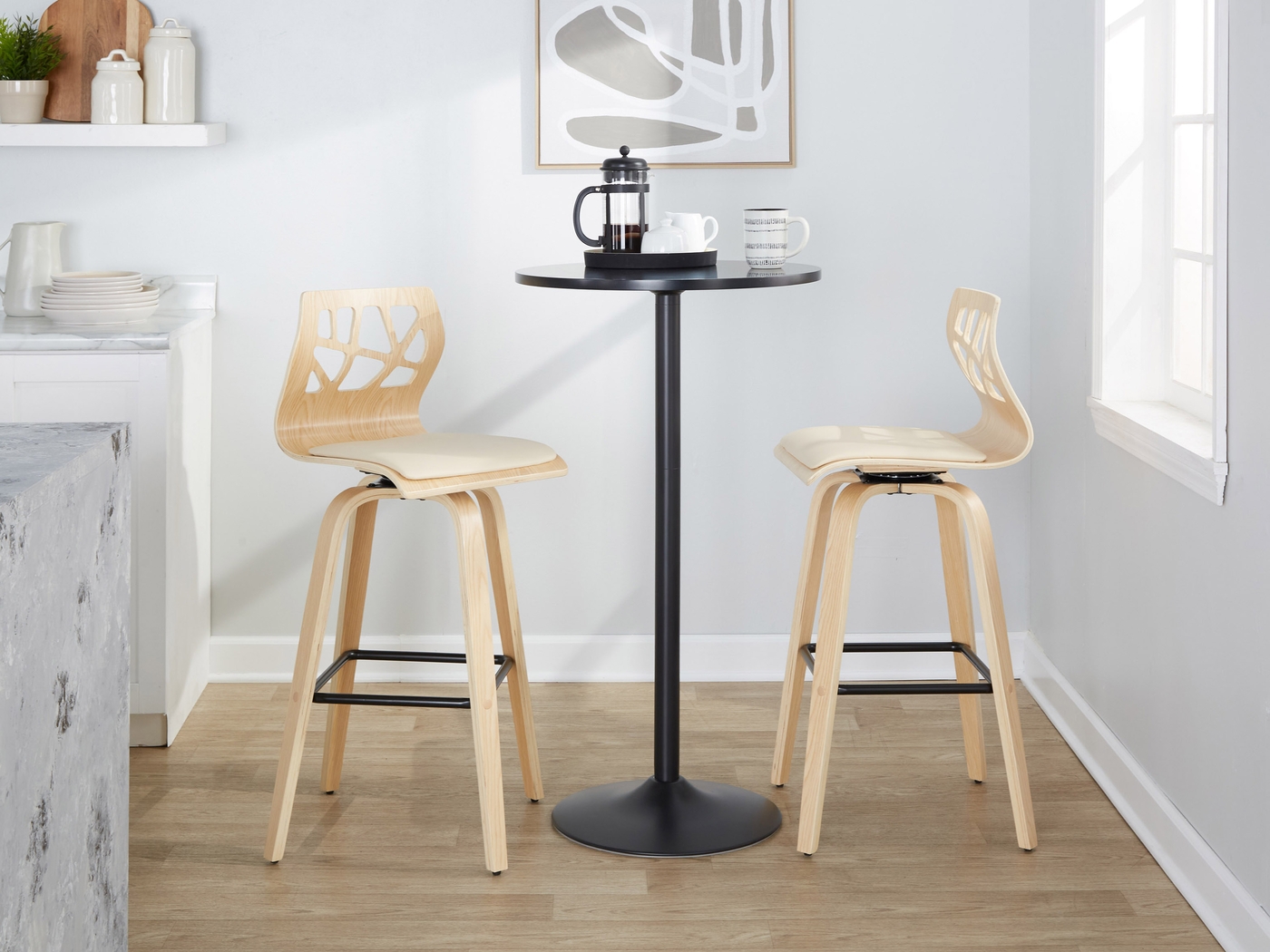 Watsonia III Natural Swivel Barstool, Set of 2 - Thumbnail - Image 3