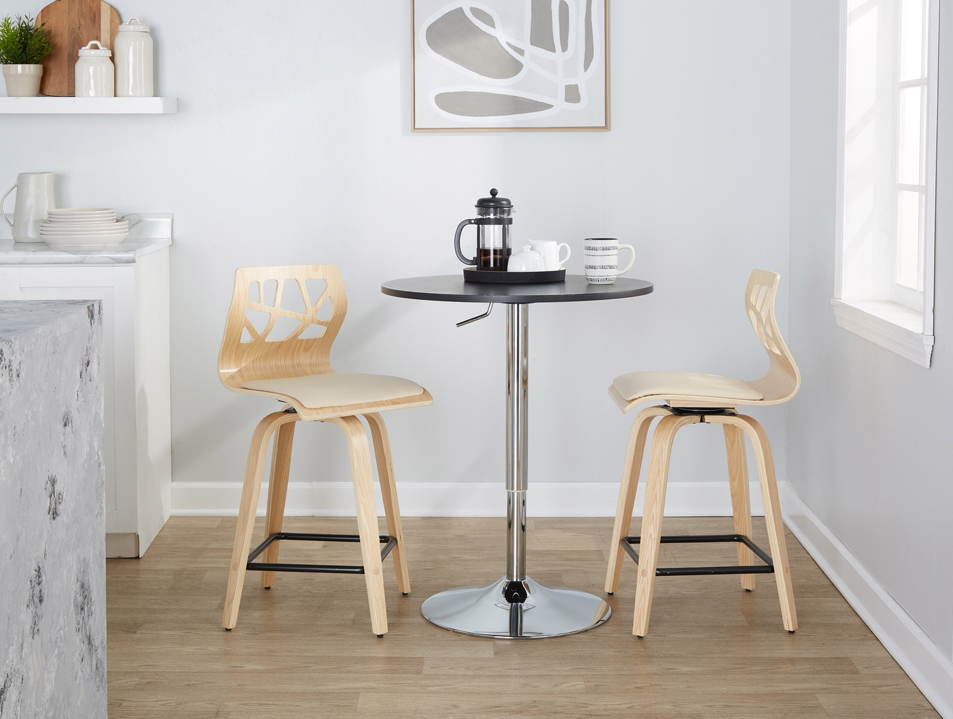 Watsonia III Natural Swivel Counter Height Stool, Set of 2 - Thumbnail - Image 2