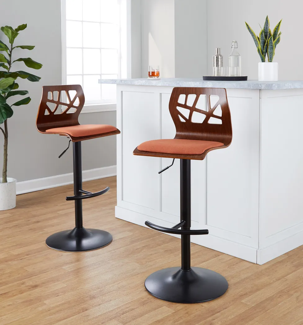 Watsonia IV Orange Adjustable Barstoool, Set of 2 - Thumbnail - Image 4