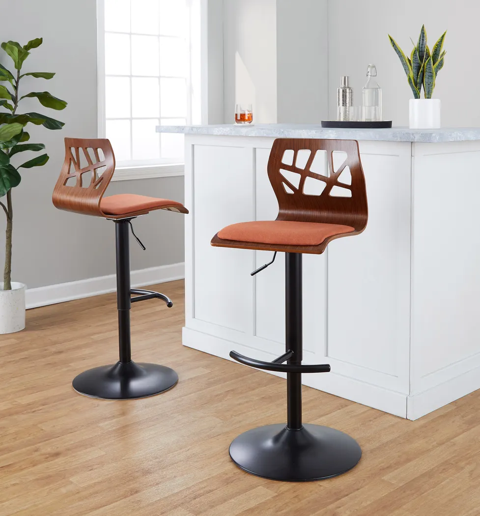 Watsonia IV Orange Adjustable Barstoool, Set of 2 - Thumbnail - Image 5