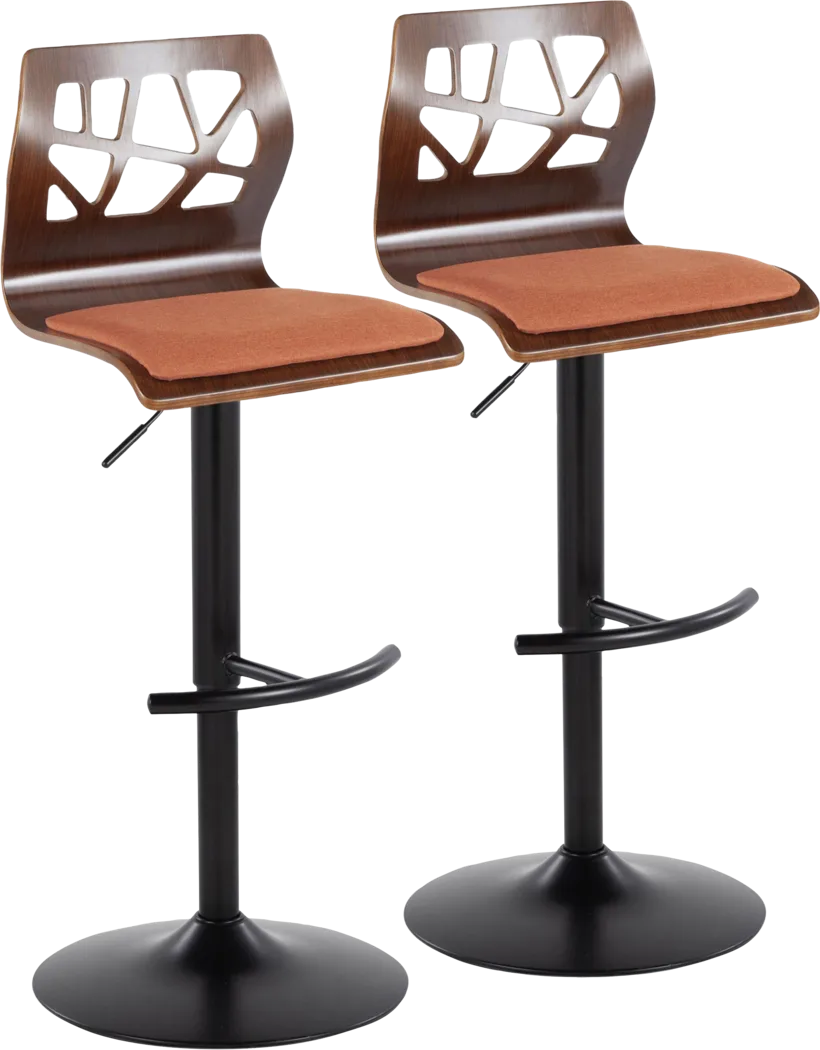 Watsonia IV Orange Adjustable Barstoool, Set of 2 - Thumbnail - Image 1