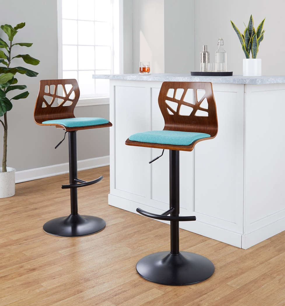 Watsonia IV Teal Adjustable Barstool, Set of 2 - Thumbnail - Image 4