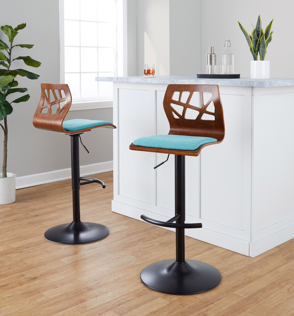 Watsonia IV Teal Adjustable Barstool, Set of 2 - Thumbnail - Image 5
