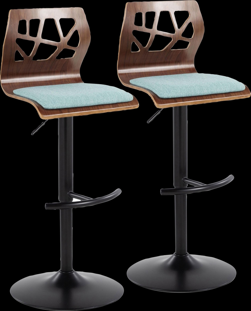 Watsonia IV Teal Adjustable Barstool, Set of 2 - Thumbnail - Image 1