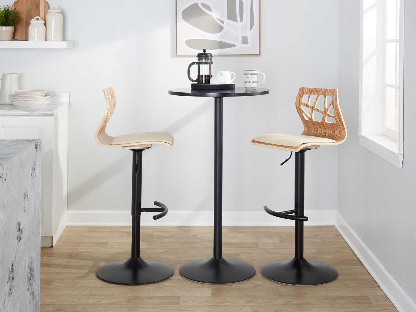 Watsonia IX Cream Adjustable Barstool, Set of 2 - Thumbnail - Image 2