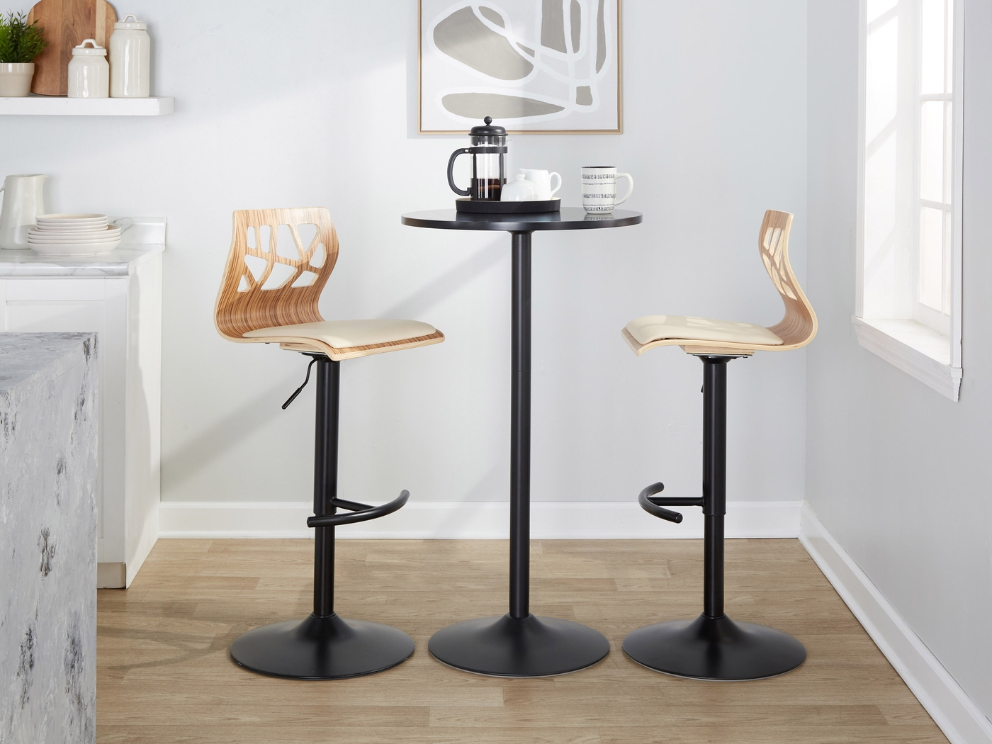 Watsonia IX Cream Adjustable Barstool, Set of 2 - Thumbnail - Image 3
