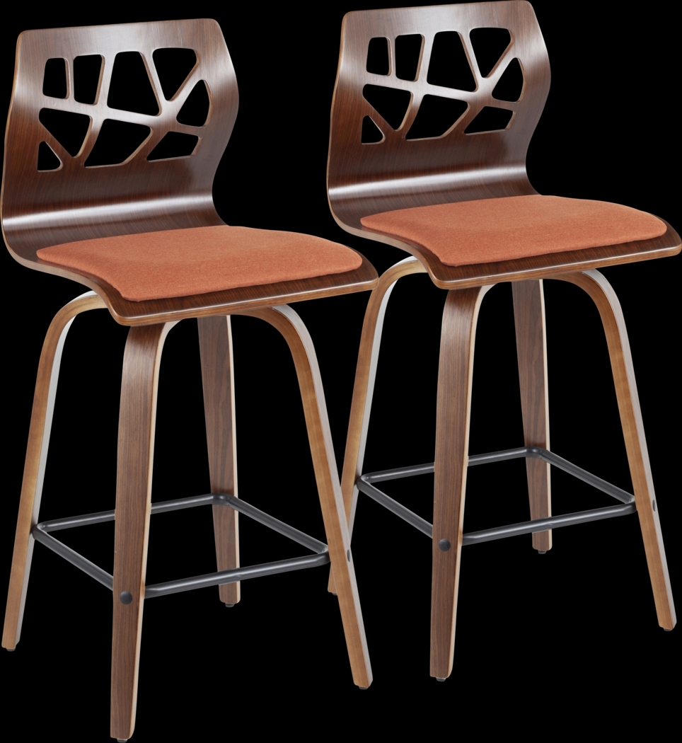 Watsonia Orange Counter Height Stool, Set of 2 - Thumbnail - Image 1