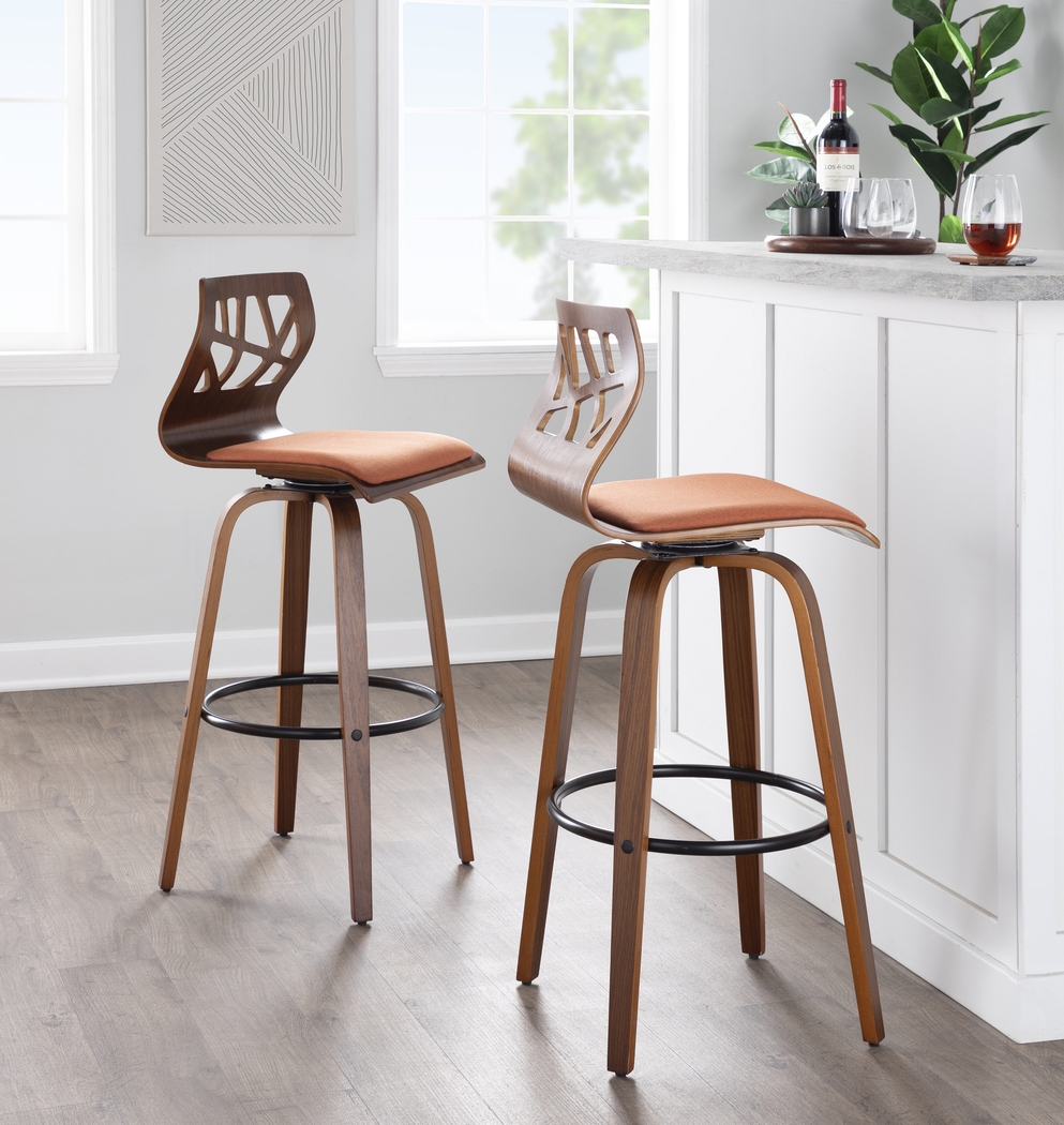 Watsonia Orange Swivel Barstool, Set of 2 - Thumbnail - Image 2