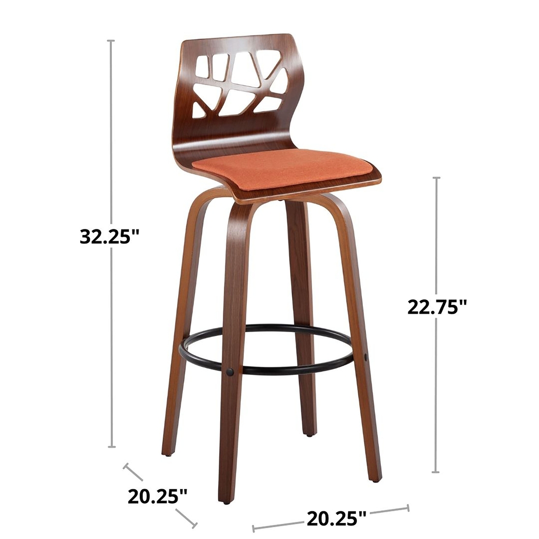 Watsonia Orange Swivel Barstool, Set of 2 - Thumbnail - Image 9