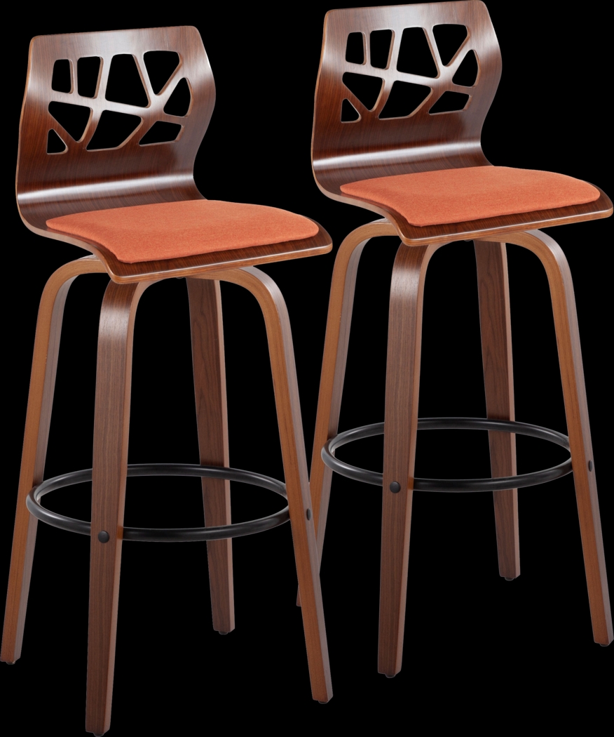 Watsonia Orange Swivel Barstool, Set of 2 - Thumbnail - Image 1