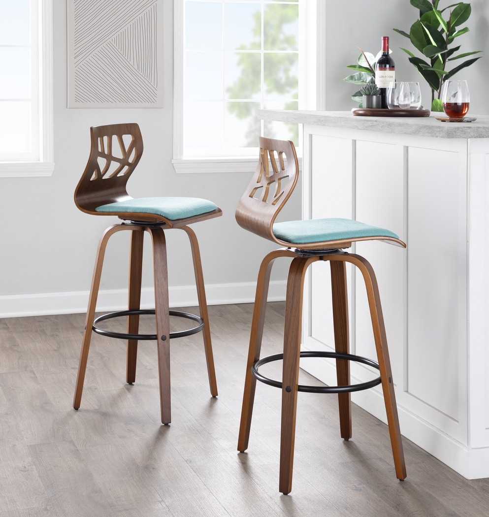 Watsonia Teal Swivel Barstool, Set of 2 - Thumbnail - Image 2