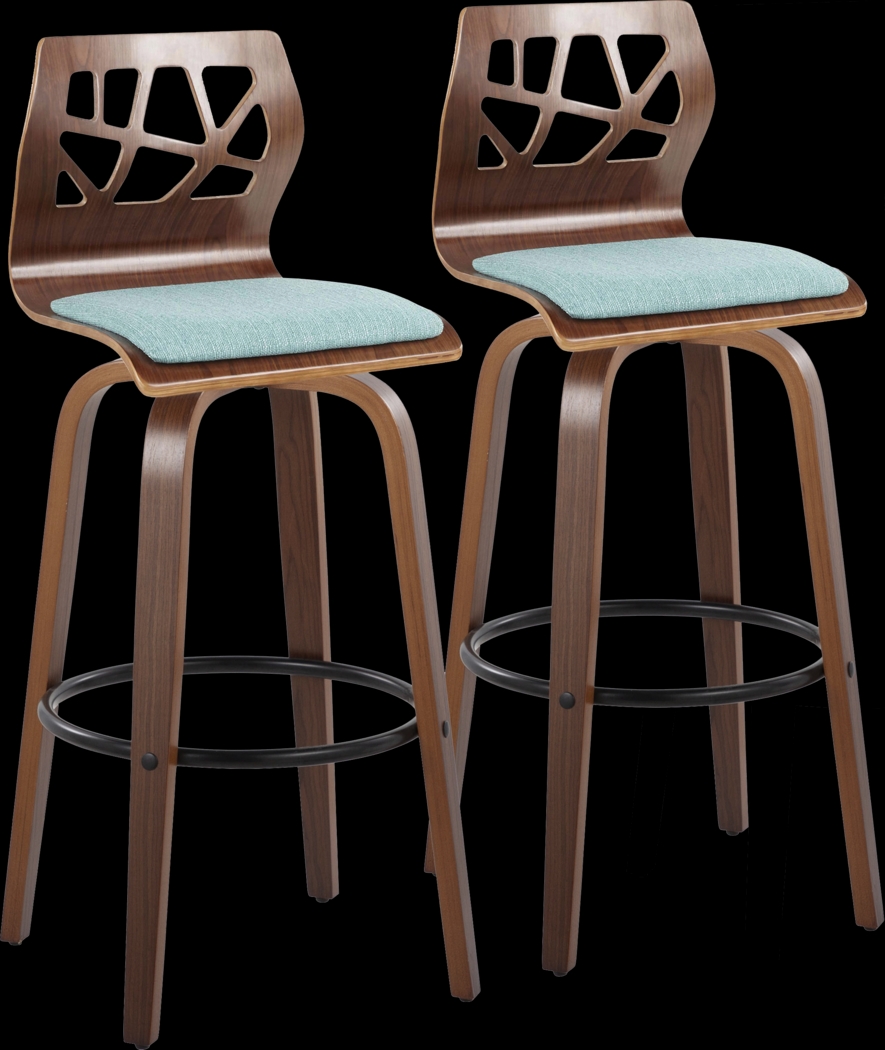 Watsonia Teal Swivel Barstool, Set of 2 - Thumbnail - Image 1