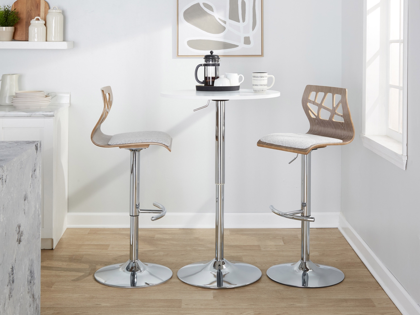 Watsonia V Gray Adjustable Barstool, Set of 2 - Thumbnail - Image 2