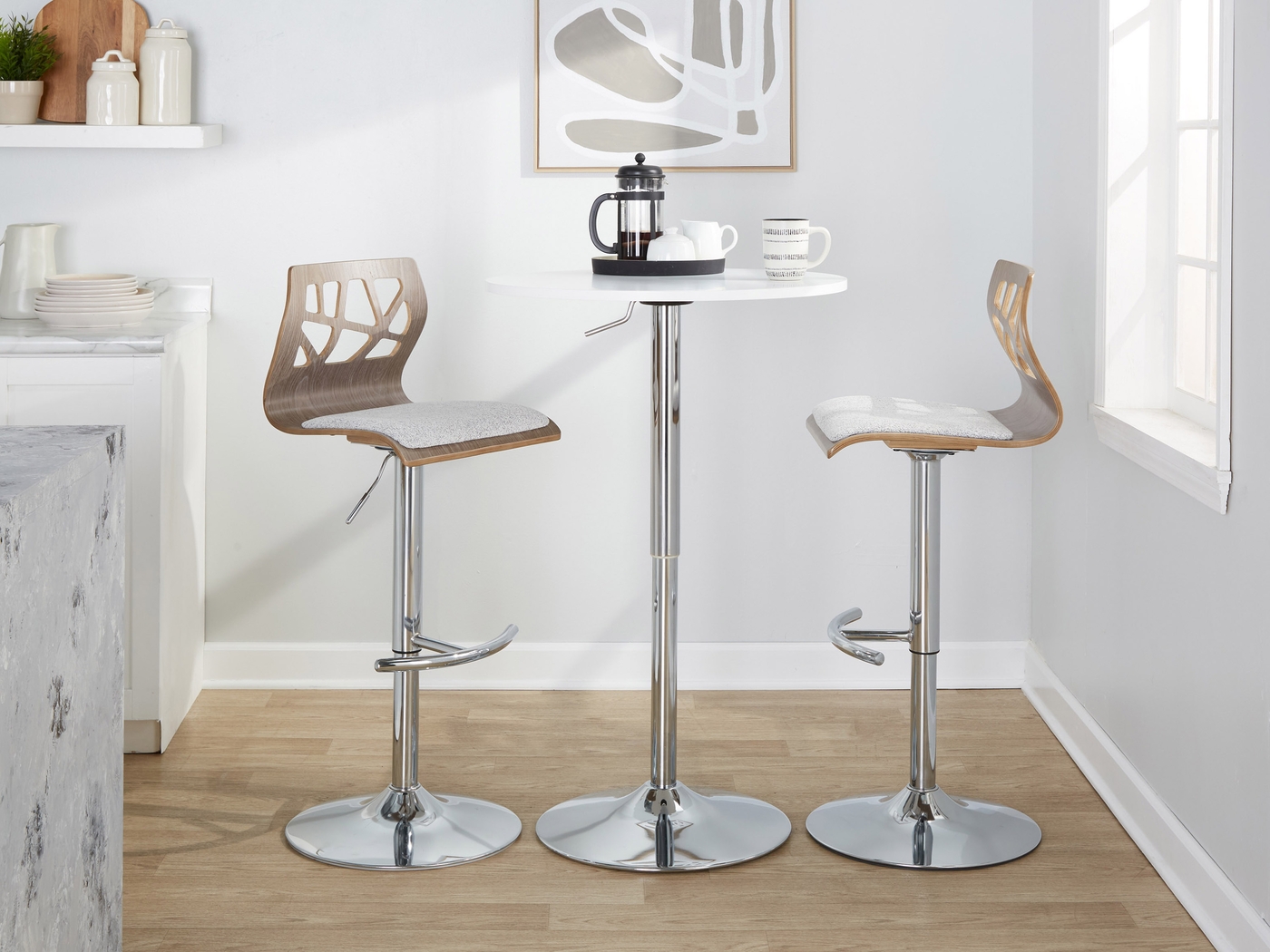 Watsonia V Gray Adjustable Barstool, Set of 2 - Thumbnail - Image 3
