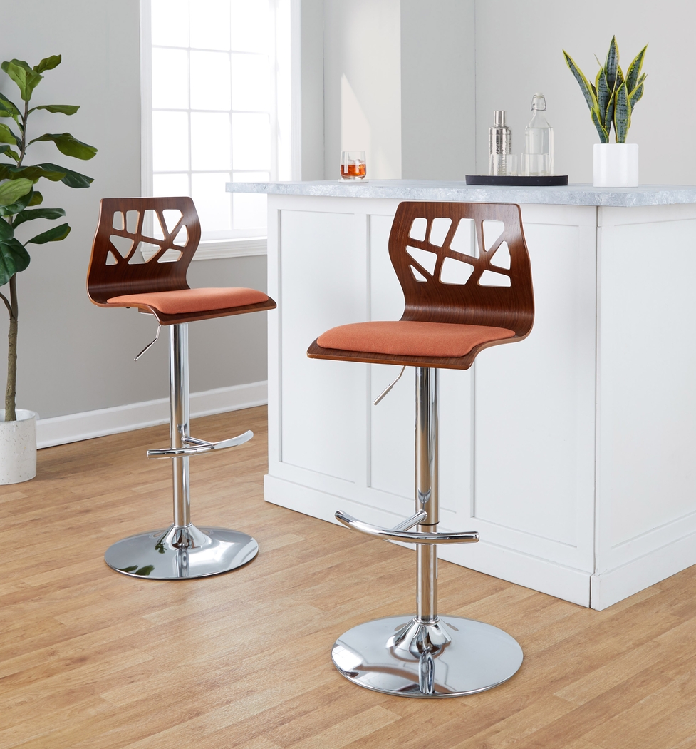 Watsonia VI Orange Adjustable Barstool, Set of 2 - Thumbnail - Image 4