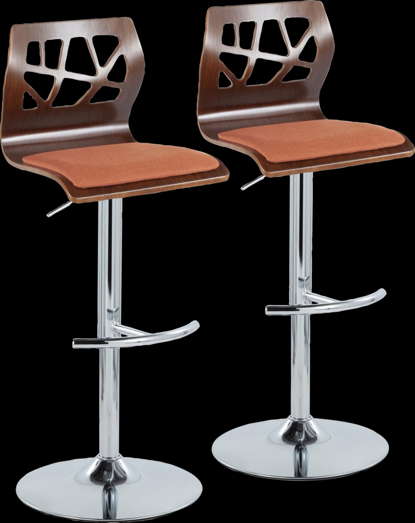 Watsonia VI Orange Adjustable Barstool, Set of 2 - Thumbnail - Image 1