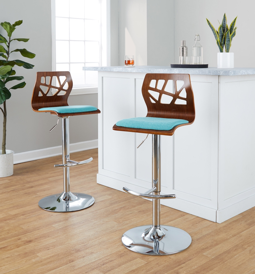 Watsonia VI Teal Adjustable Barstool, Set of 2 - Thumbnail - Image 4