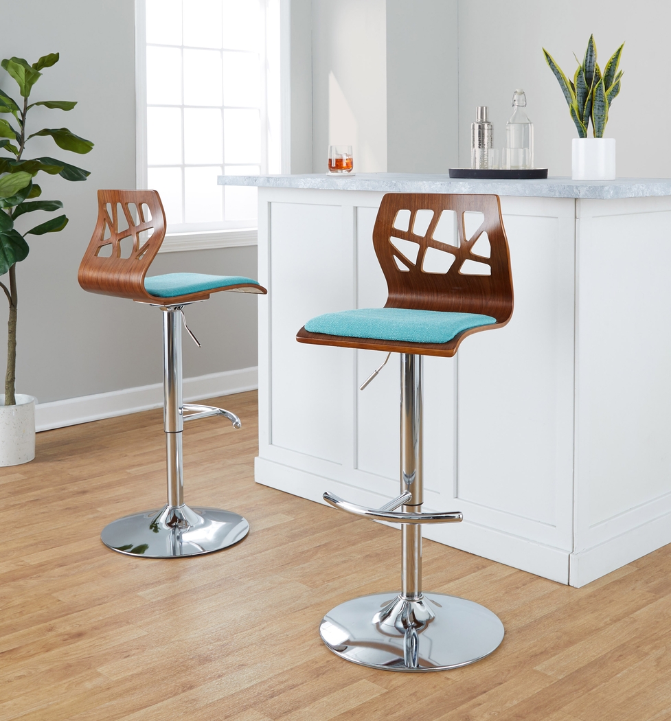 Watsonia VI Teal Adjustable Barstool, Set of 2 - Thumbnail - Image 5