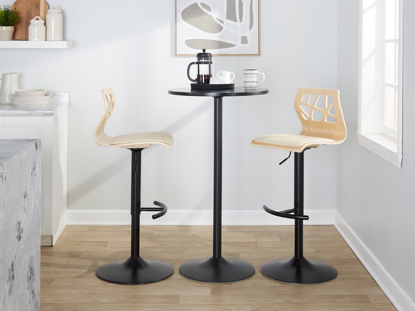 Watsonia VII Cream Adjustable Barstool, Set of 2 - Thumbnail - Image 2