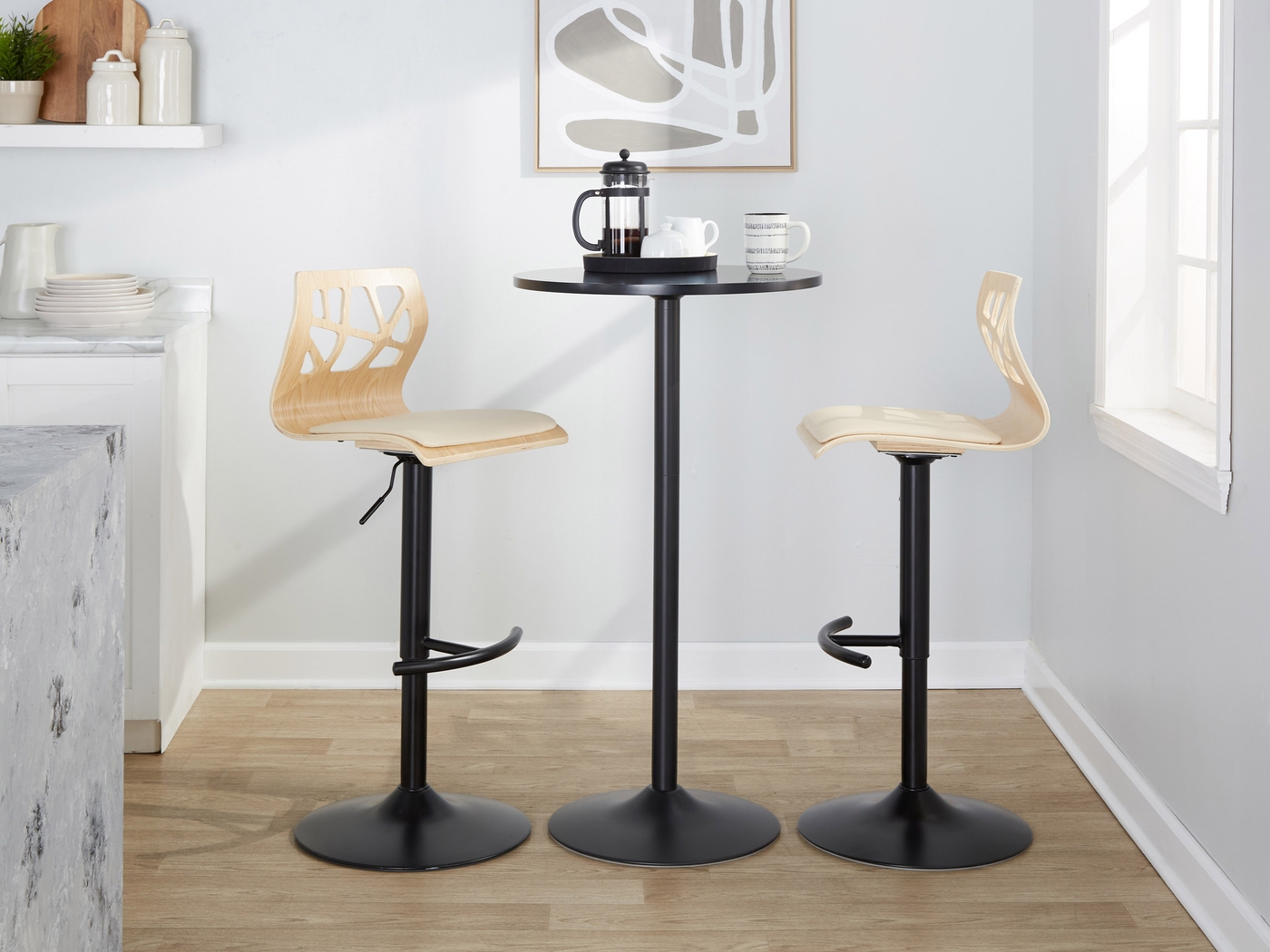 Watsonia VII Cream Adjustable Barstool, Set of 2 - Thumbnail - Image 3