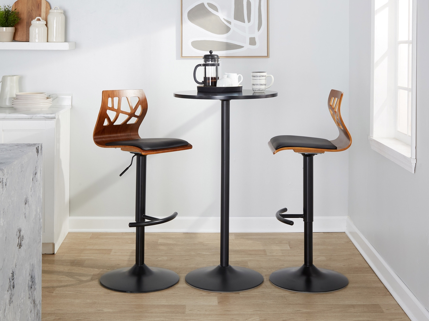 Watsonia VIII Black Adjustable Barstool, Set of 2 - Thumbnail - Image 2