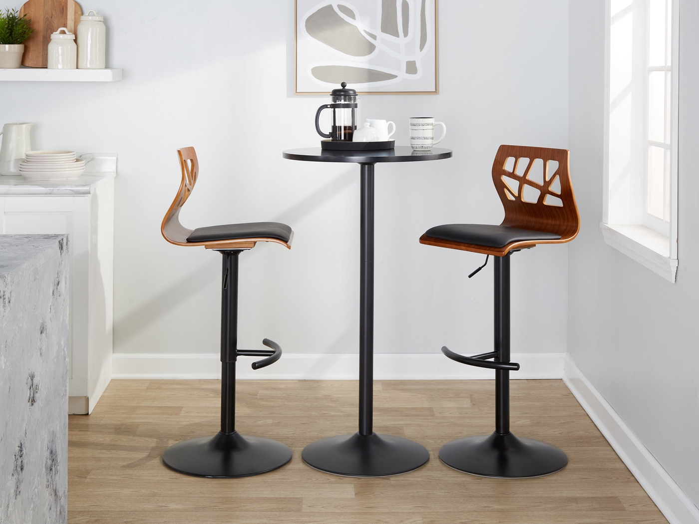Watsonia VIII Black Adjustable Barstool, Set of 2 - Thumbnail - Image 4