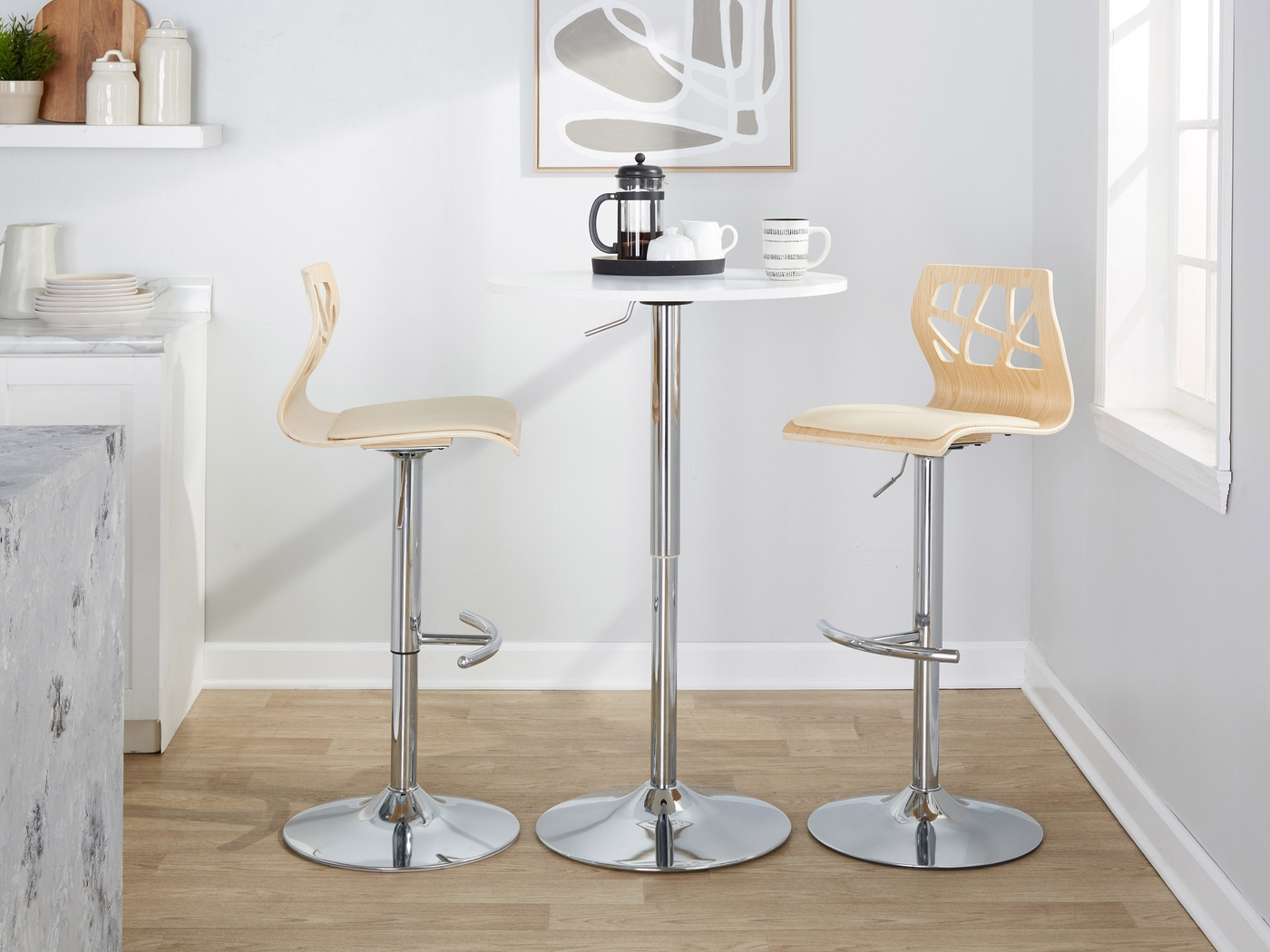 Watsonia X Cream Adjustable Barstool, Set of 2 - Thumbnail - Image 2