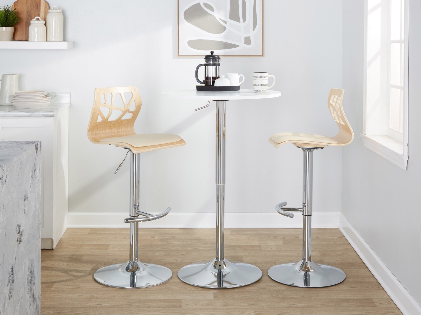 Watsonia X Cream Adjustable Barstool, Set of 2 - Thumbnail - Image 3