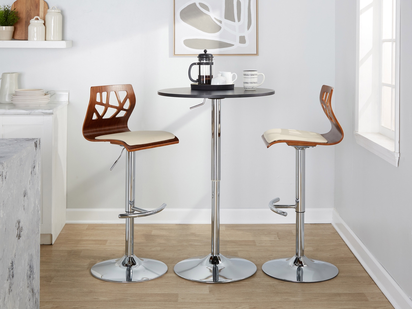 Watsonia XI Cream Adjustable Barstool, Set of 2 - Thumbnail - Image 3