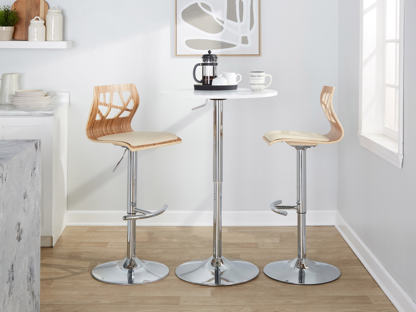 Watsonia XII Cream Adjustable Barstool, Set of 2 - Thumbnail - Image 3