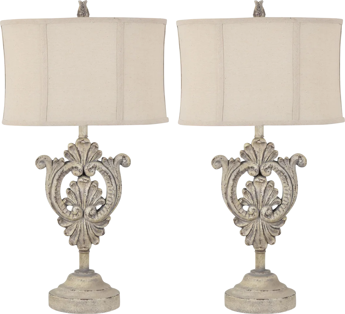 Watt Bend Cream Table Lamps, Set of 2 - Thumbnail - Image 1