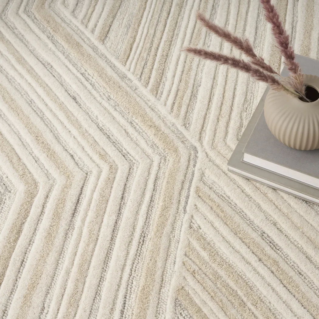Wave Illusion Beige 5'3 x 7'3 Rug - Thumbnail - Image 6