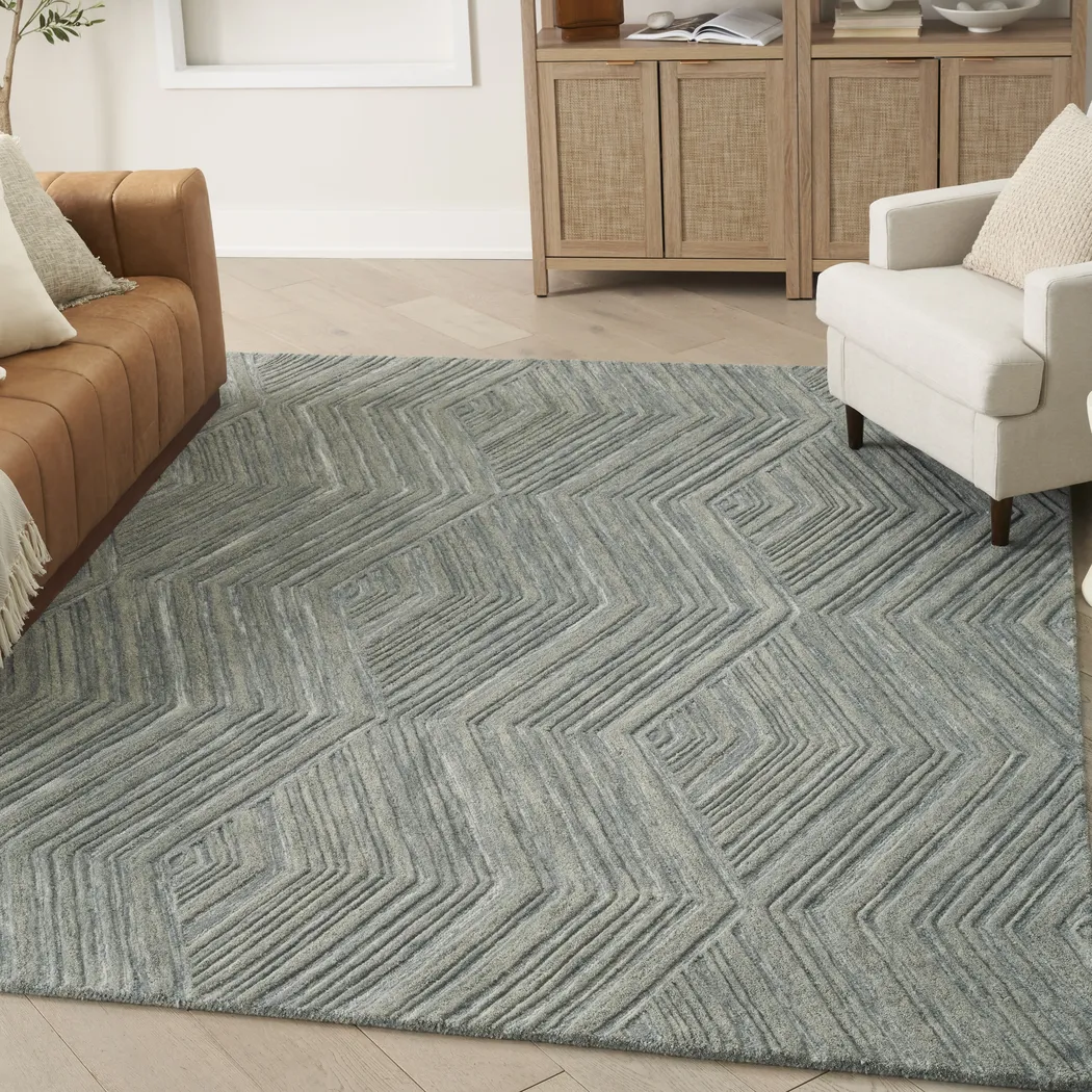 Wave Illusion Blue 5'3 x 7'3 Rug - Thumbnail - Image 2