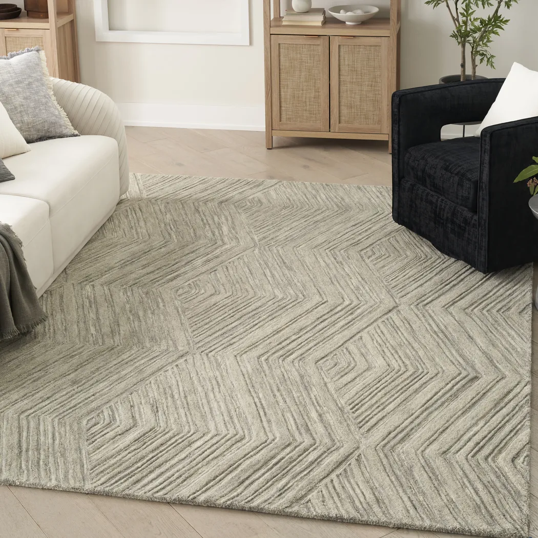 Wave Illusion Gray 7'9 x 9'9 Rug - Thumbnail - Image 2