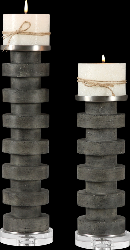 Waveland Gray Candle Holder, Set of 2 - Thumbnail - Image 1
