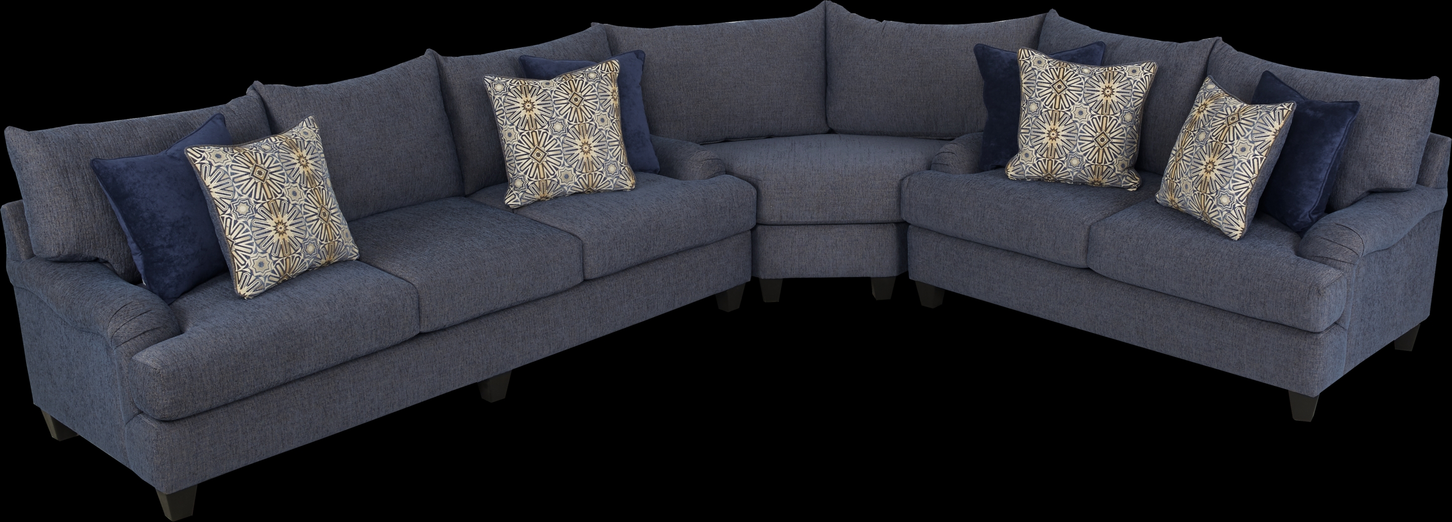 Waverly Park Blue 3 Pc Sectional - Thumbnail - Image 3