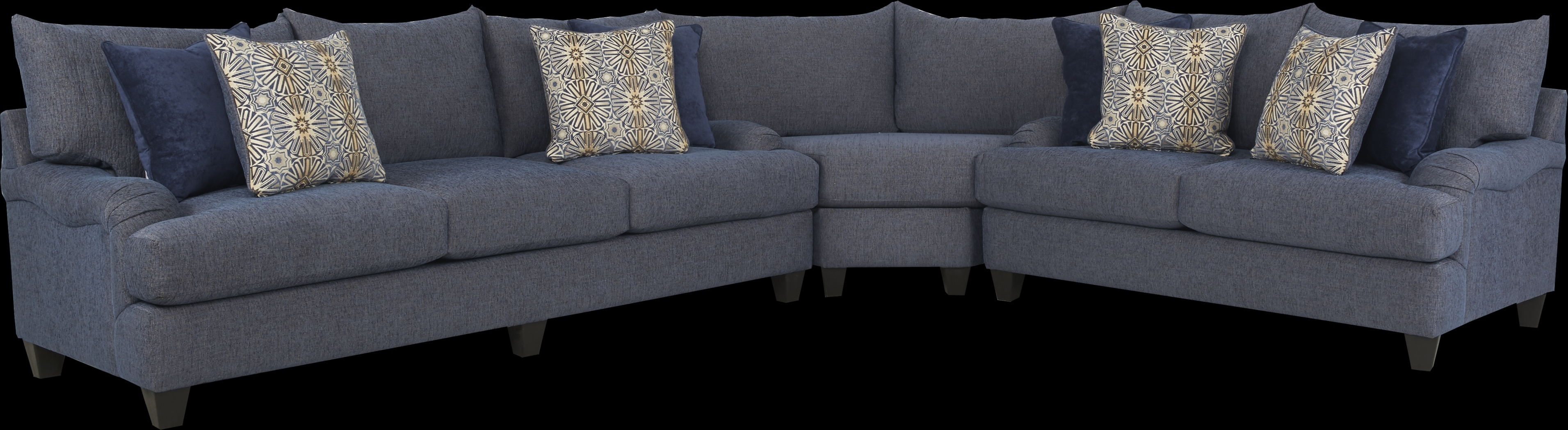 Waverly Park Blue 3 Pc Sectional - Thumbnail - Image 1